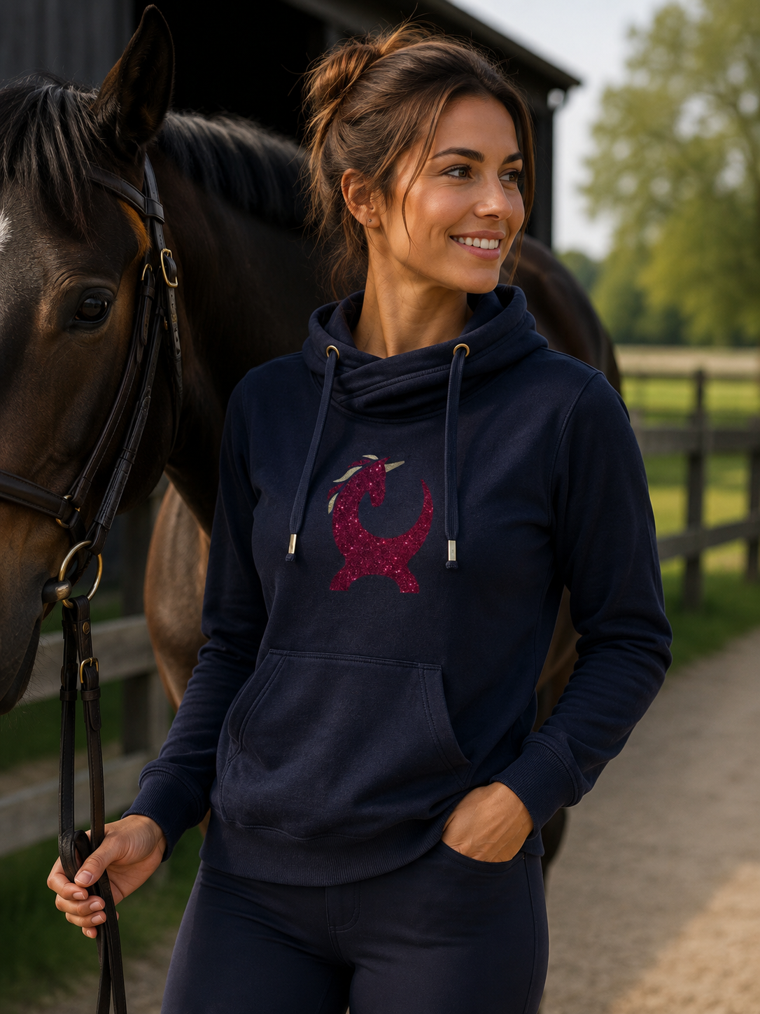 Vixen Cowl Neck - Burgundy & Gold Unicorn