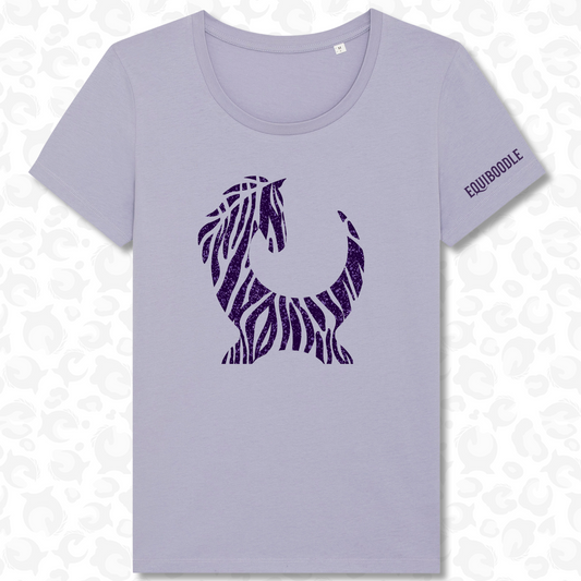 Equiboodle Supastar Tee - Zebra Lavender/Purple Sparkle Medium