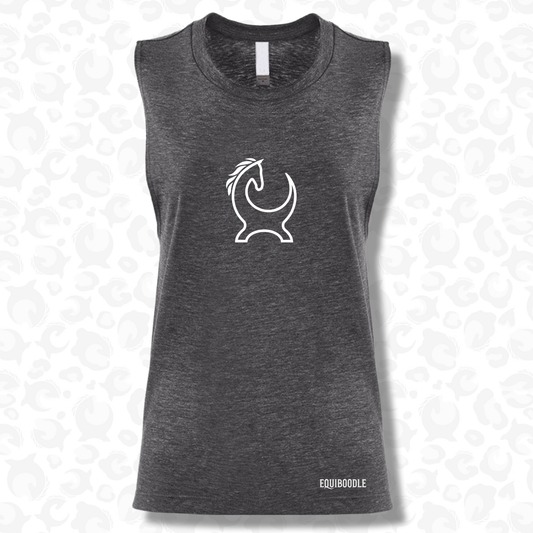 Equiboodle Outline Tank Top - Charcoal & White Outline