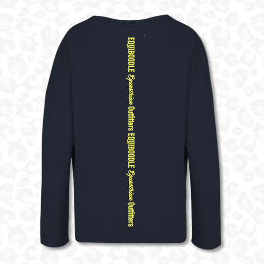 Equiboodle Babs Jumper Navy / Neon Yellow Back Design