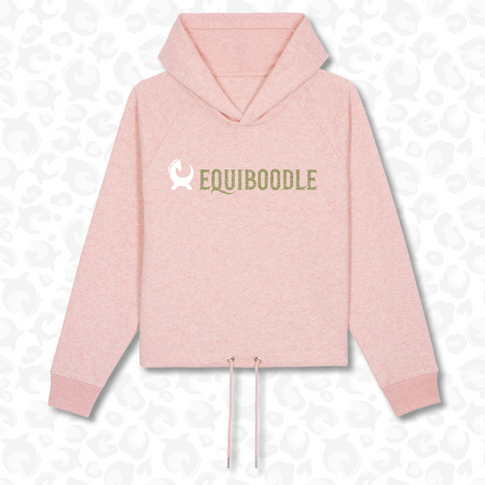 Cropped Hoodie - Long logo Pink Champagne Glitter