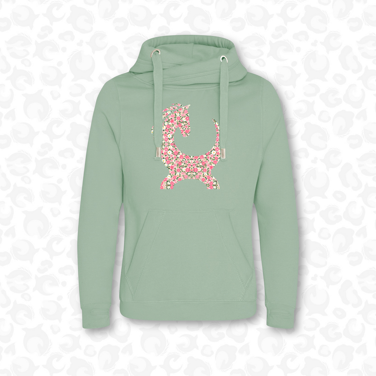 Equiboodle Vixen Cowl Neck Jumper – Flowers – Sage Green