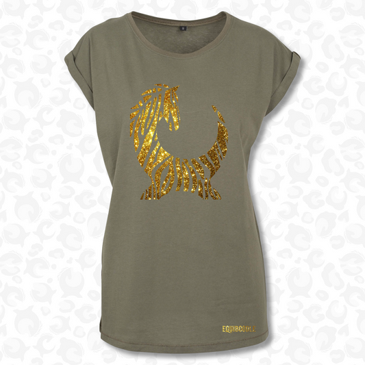 Equiboodle Hotshot T Shirt - Zebra Khaki/Gold Sparkle