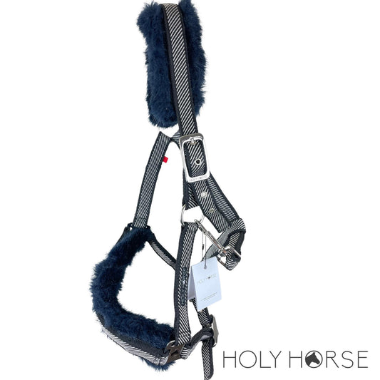 Holy Horse Headcollar with Blue Faux Fur
