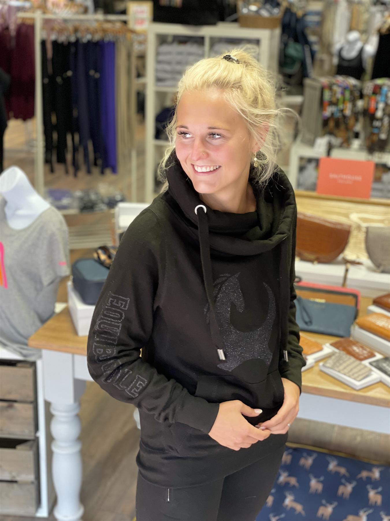 Equiboodle Vixen Cowel Neck Jumper - Black Sparkle XS 6/8