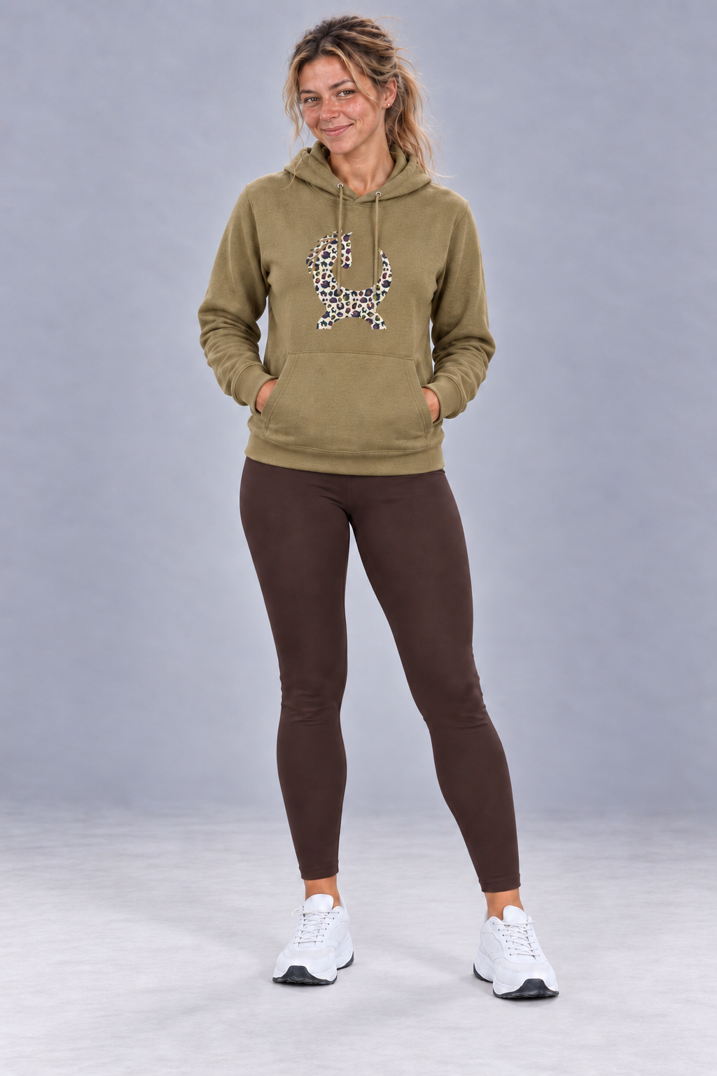 Emblem Hoodie – Faded Olive Halloween Leopard