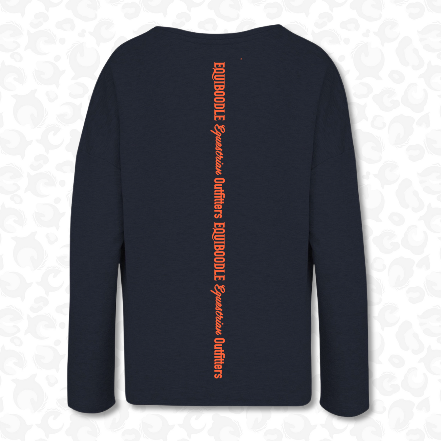 Equiboodle Babs Jumper Navy / Neon Orange Back Design