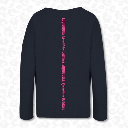 Equiboodle Babs Jumper Navy / Neon PInk Back Design