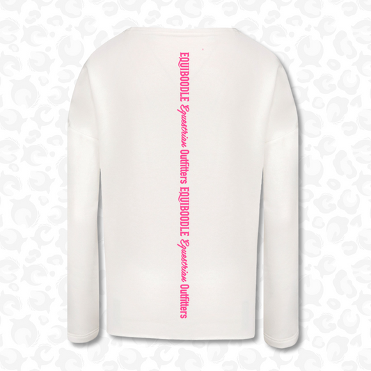 Equiboodle Babs Jumper White / Neon Pink Back Design