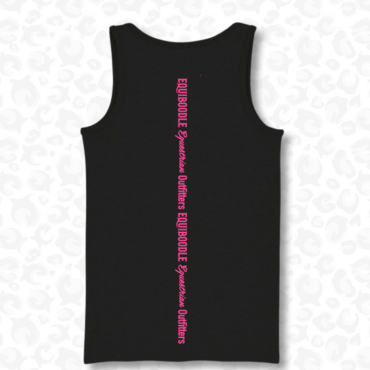 Equiboodle Happy Vest Top  - Black / Neon Pink Back Design
