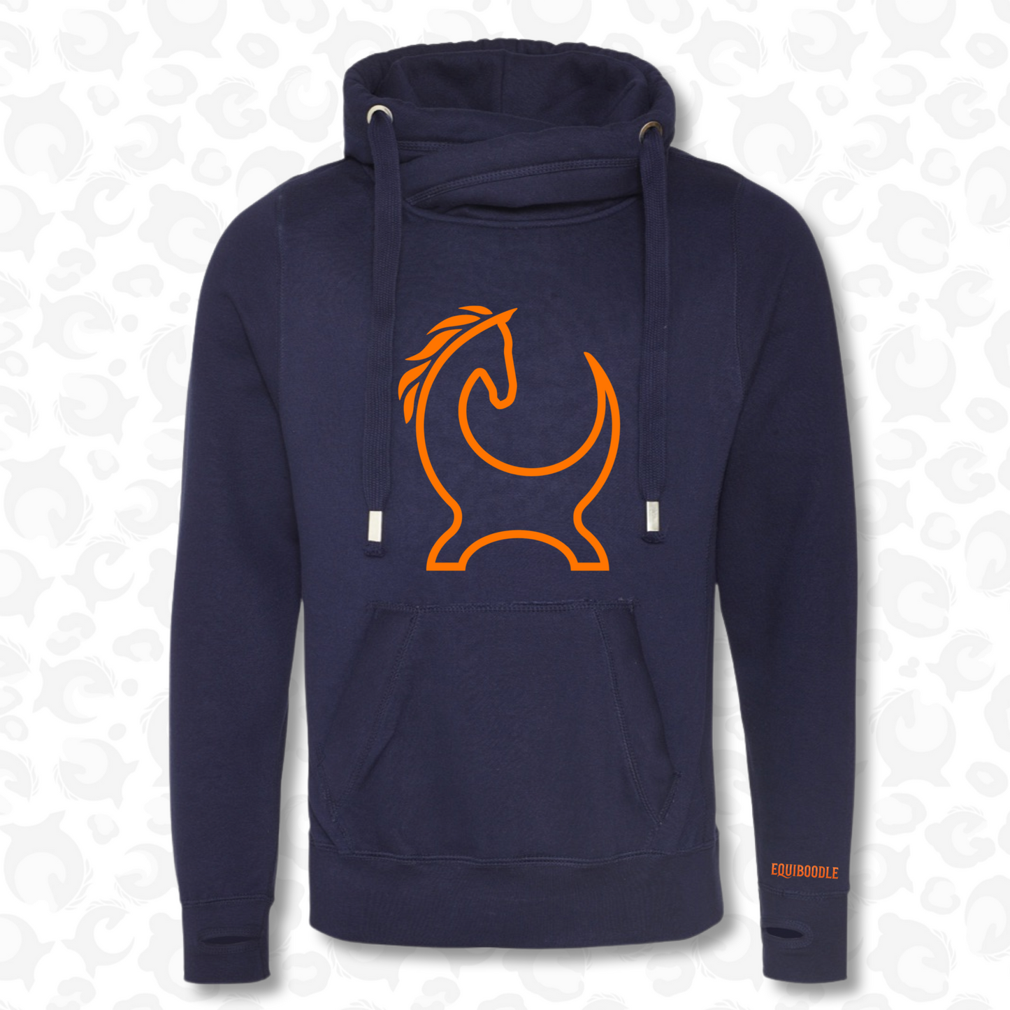 Equiboodle Vixen Cowl Neck Jumper Navy/Neon Orange