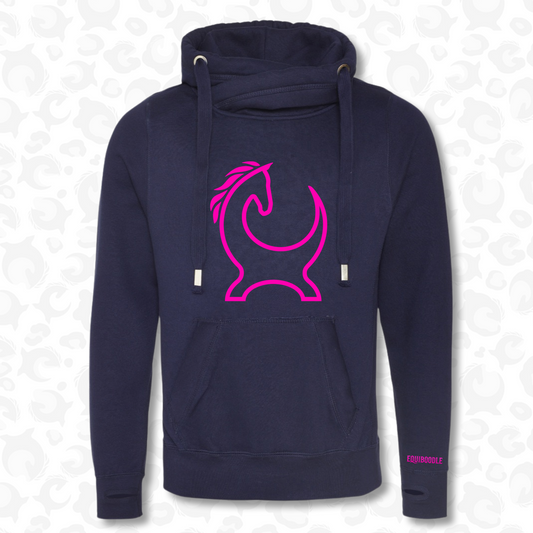Equiboodle Vixen Cowl Neck Jumper Navy/Neon Pink
