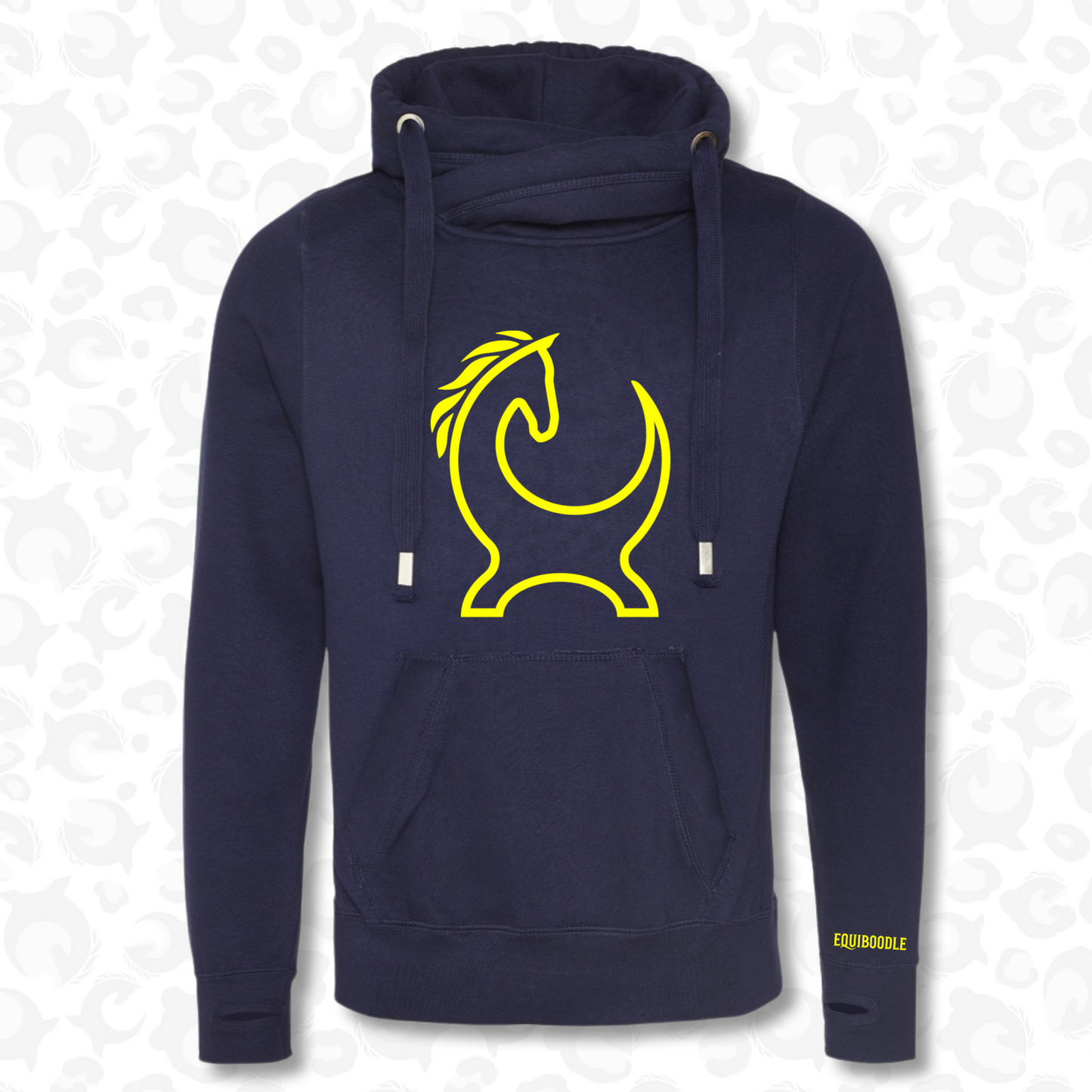 Equiboodle Vixen Cowl Neck Jumper Navy/Neon Yellow