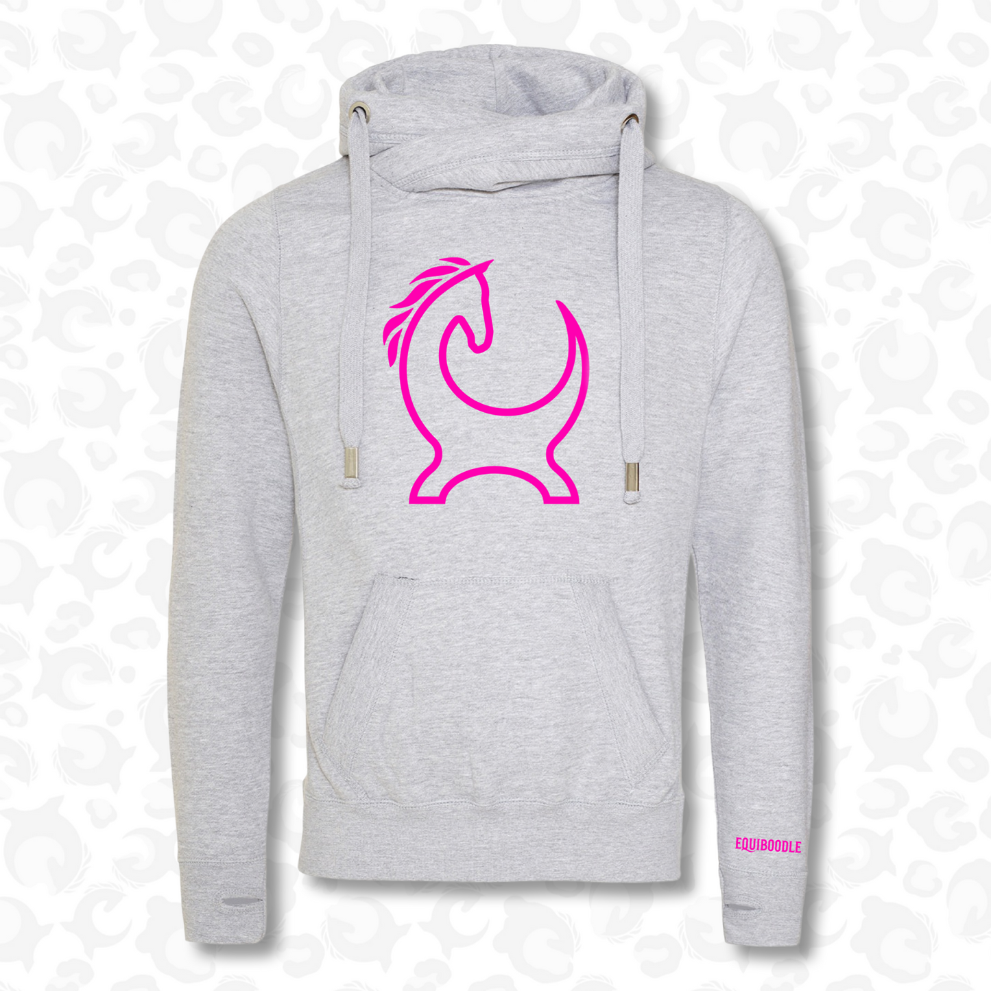 Equiboodle Vixen Cowl Neck Jumper Grey/Neon Pink
