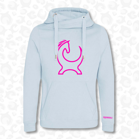 Equiboodle Vixen Cowl Neck Jumper Maya Blue/Neon Pink