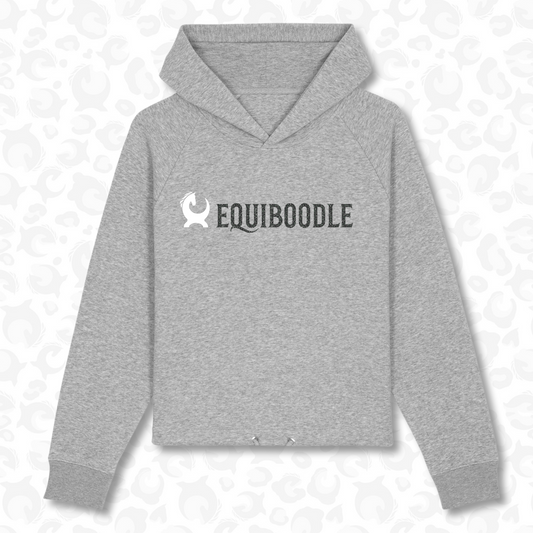 Cropped Hoodie - Long Logo Grey Black Glitter