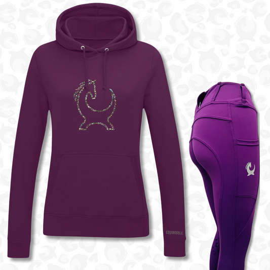 Training Bundle: Hoodie & Silicone Knee Patch Tights - Plum & Amethyst