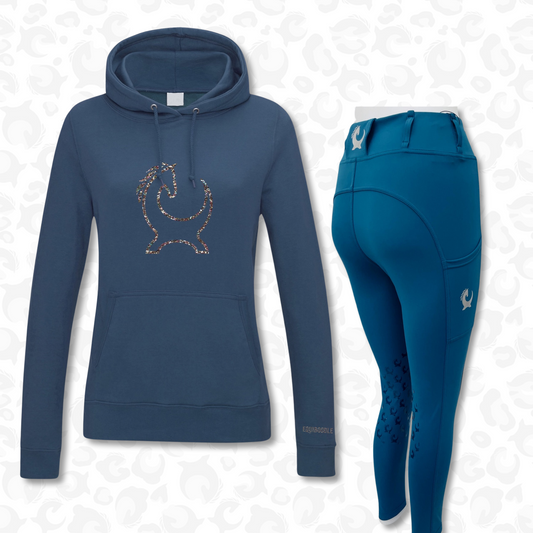 Training Bundle Hoodie & Silicone Knee Patch Tights - Sapphire Blue