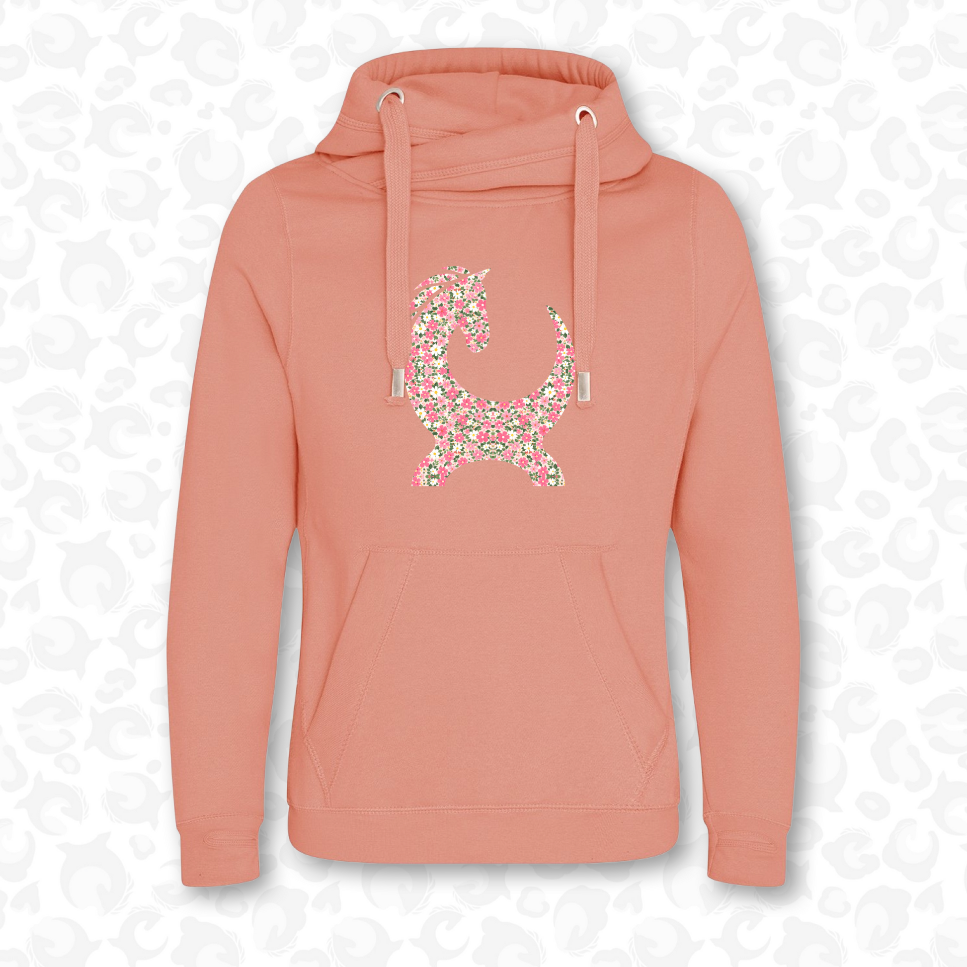 Equiboodle Vixen Flowers Cowl Neck Jumper in Blush Pink