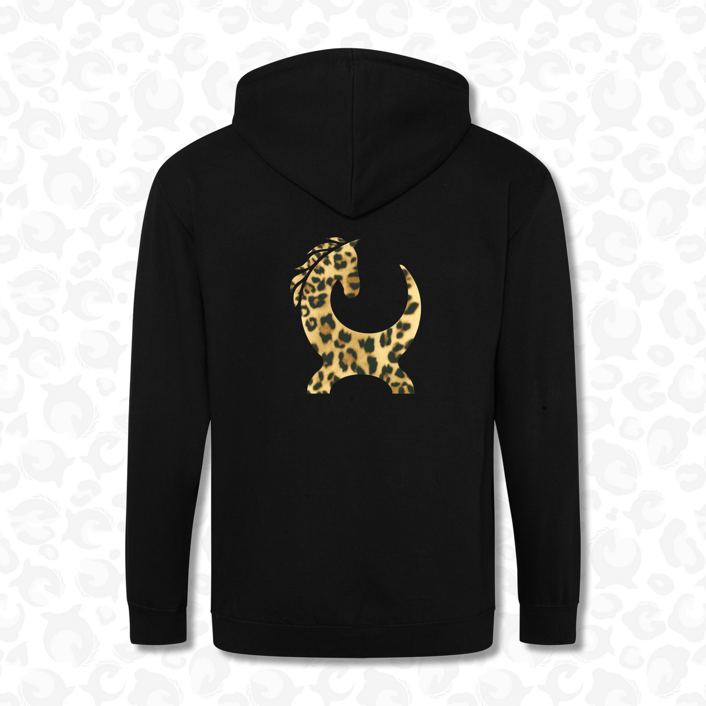 Whistle Zip Up Hoodie - Black / Leopard Size 14