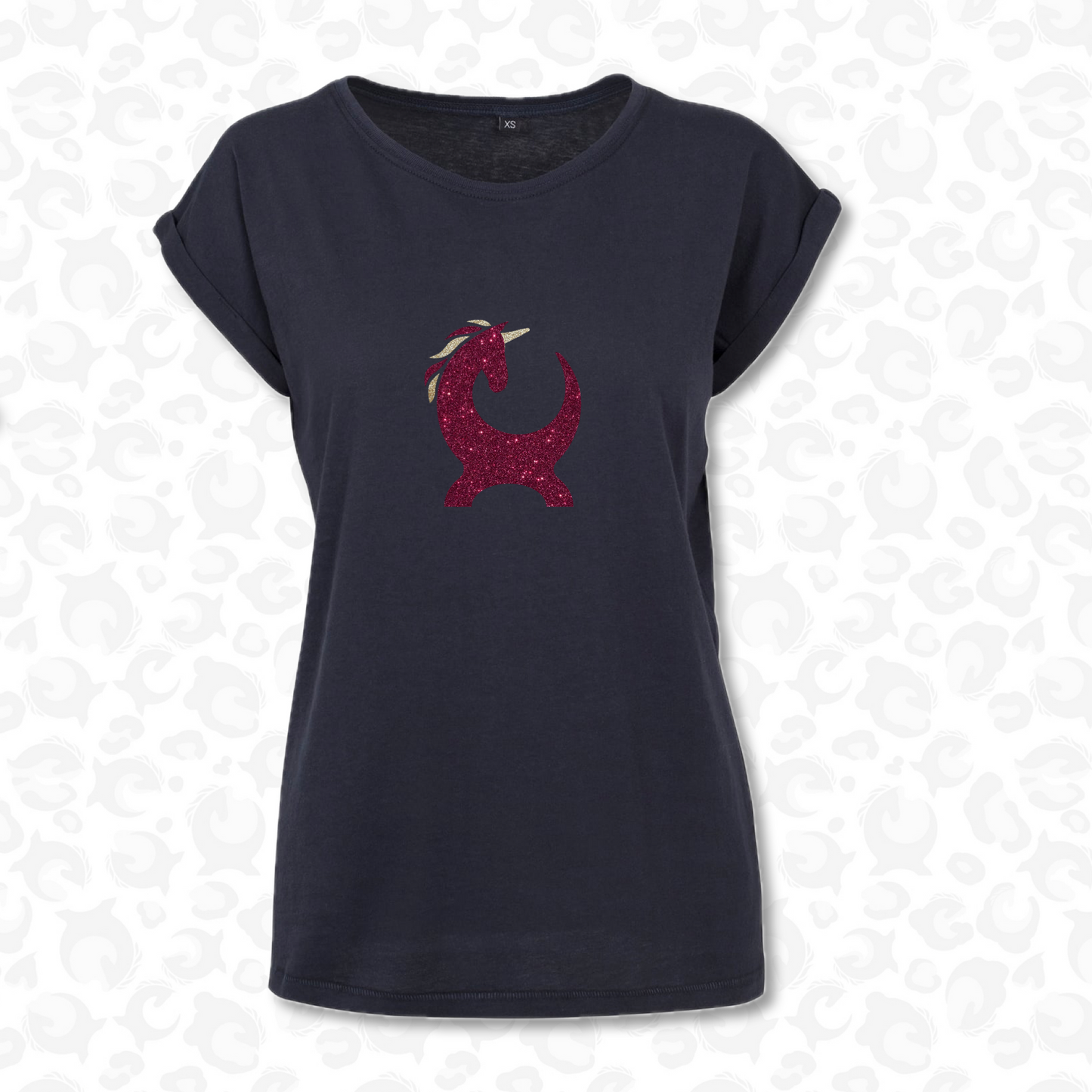 Equiboodle Hotshot T Shirt - Burgundy & Gold Unicorn