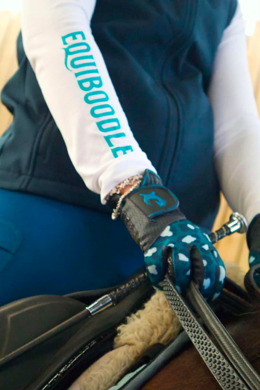Equiboodle Teal Leopard Riding Gloves