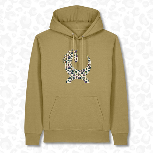 Faded Olive unisex Emblem hoodie with Halloween leopard horse silhouette