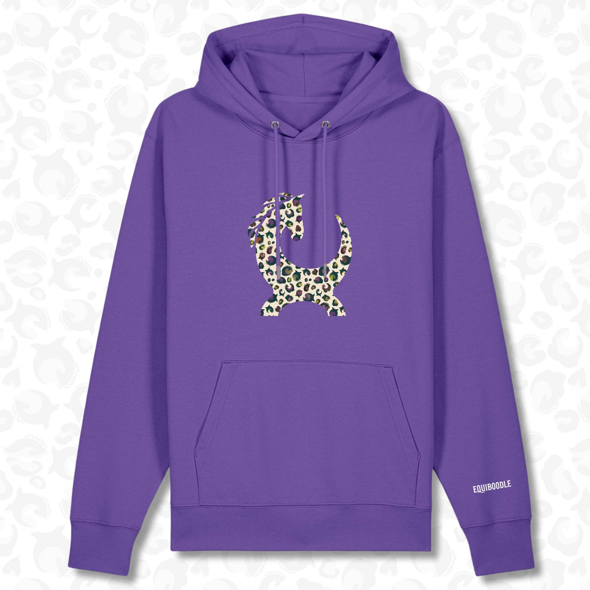 Purple Halloween Icon Hoodie with leopard horse graphic