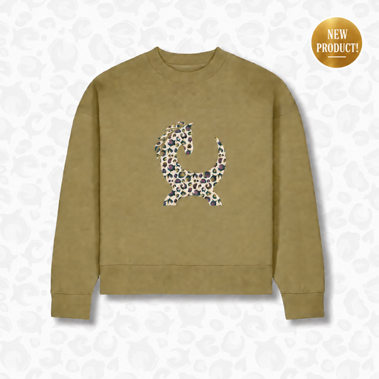 Faded Olive Field Crew sweatshirt with New Product badge