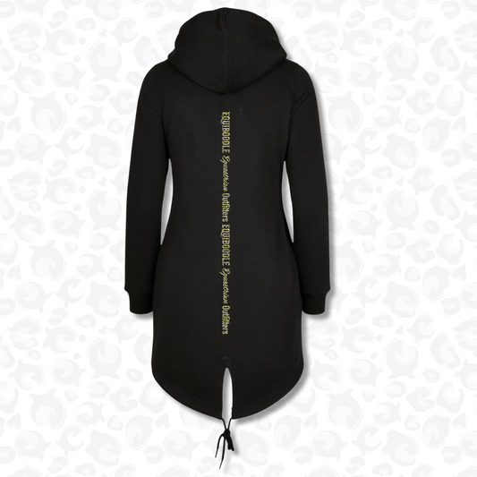 Equiboodle Jessica long hoodie in black with champagne gold design
