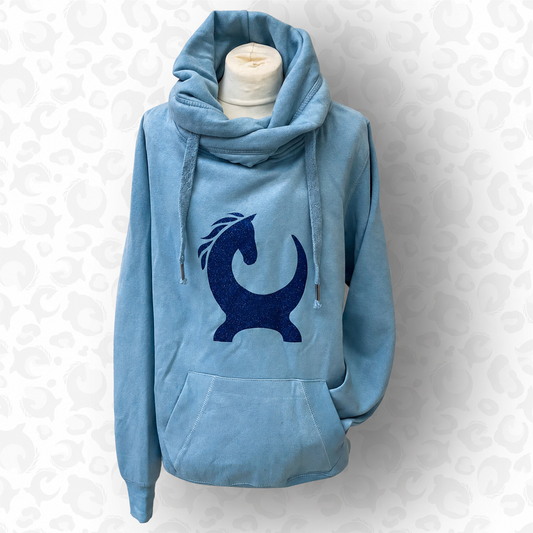 Equiboodle Vixen Maya Blue Sparkle cowl neck jumper