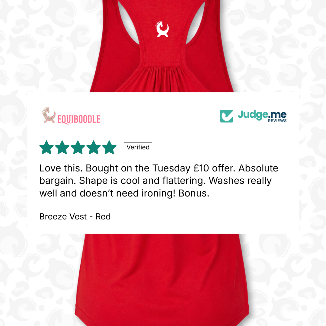 Customer review of the Equiboodle Breeze Vest – Red