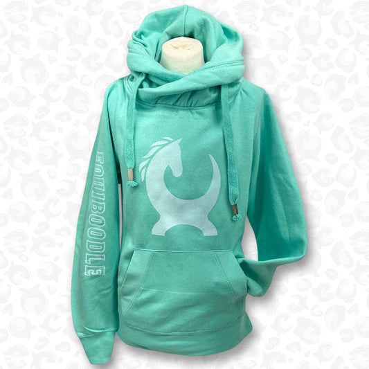 Equiboodle Vixen Cowl Neck Jumper - Aqua Pearl Glitter LAST FEW