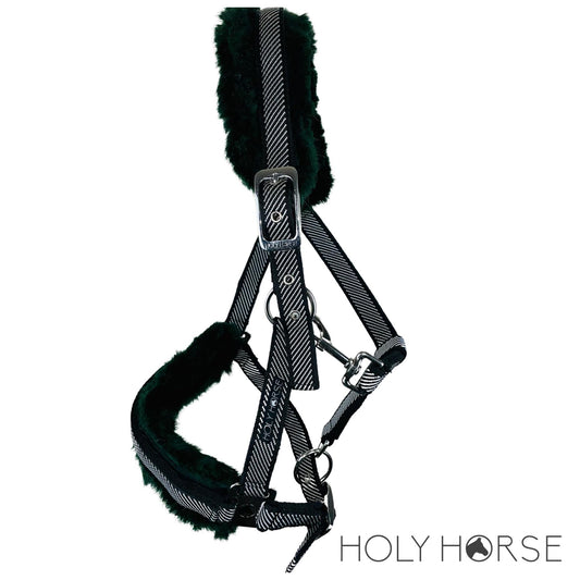 Holy Horse Headcollar with Green Faux Fur