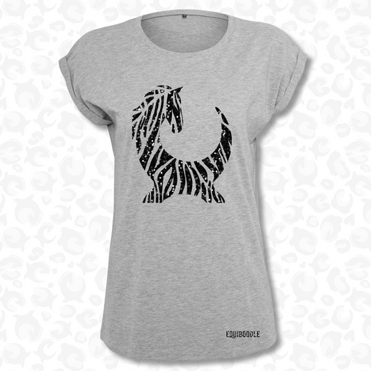 Equiboodle Hotshot T Shirt - Zebra Grey/Black Sparkle
