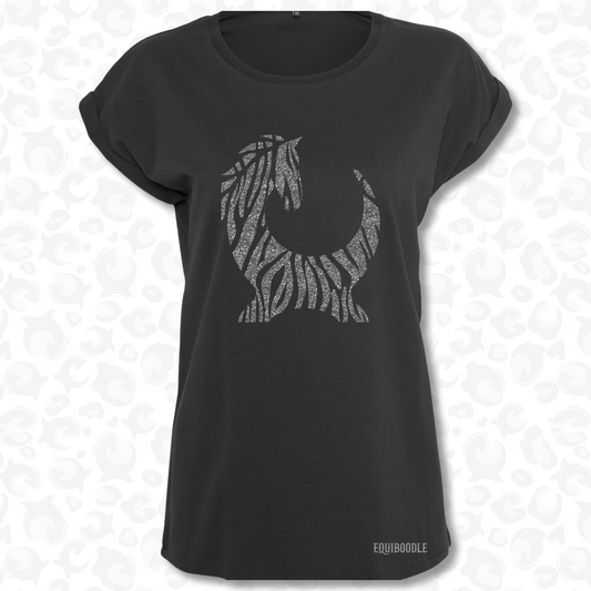 Equiboodle Hotshot T Shirt - Zebra Black/Silver Sparkle